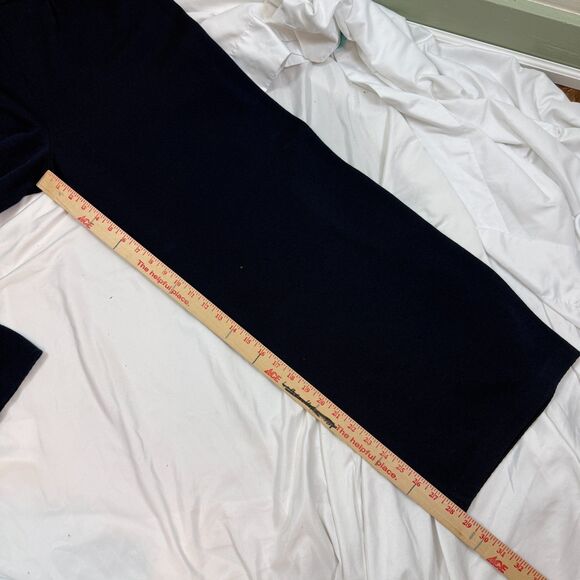 ST. JOHN Collection Santana Knit Pants Wide Leg Pull On Navy Blue Wool Size 8 - Picture 9 of 10